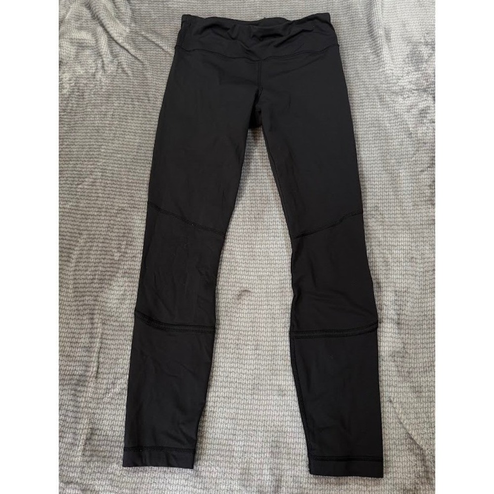 Lululemon‎ Black Athletic Leggings Seam Detail Yoga Pants 24 Inseam Womens